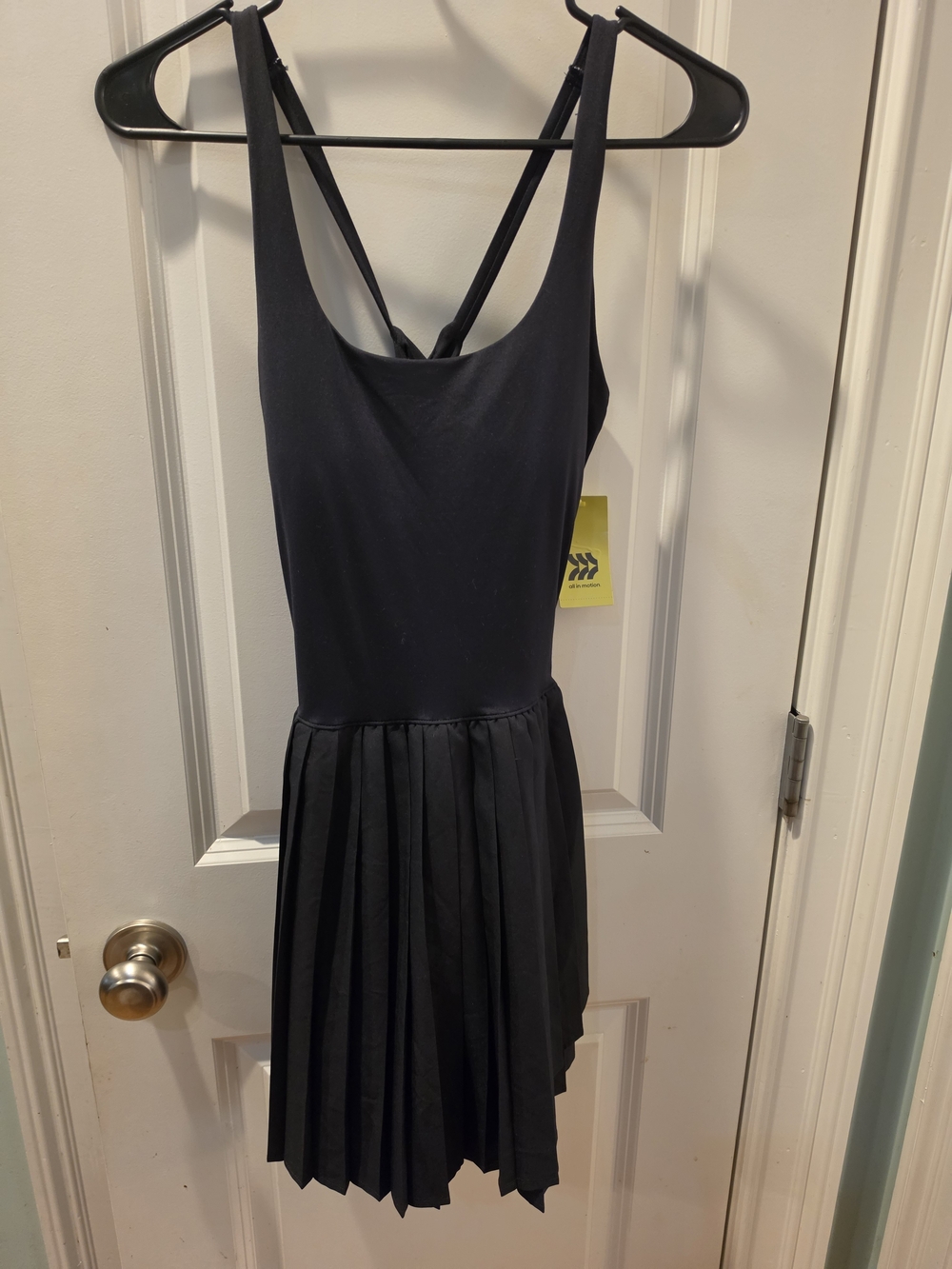 All In Motion Black Womens Cross-Back Pleated One-Piece